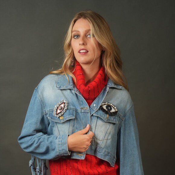 Unique Upcycled Denim Jacket, Street Style, Harajuku, Casual, Oversized, Size S - Picture 3 of 11